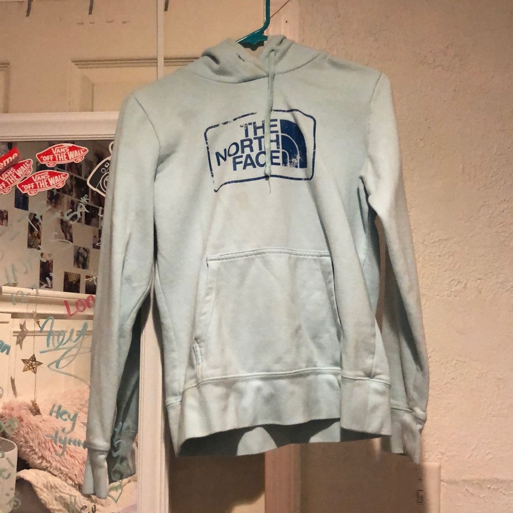 blue north face hoodie
